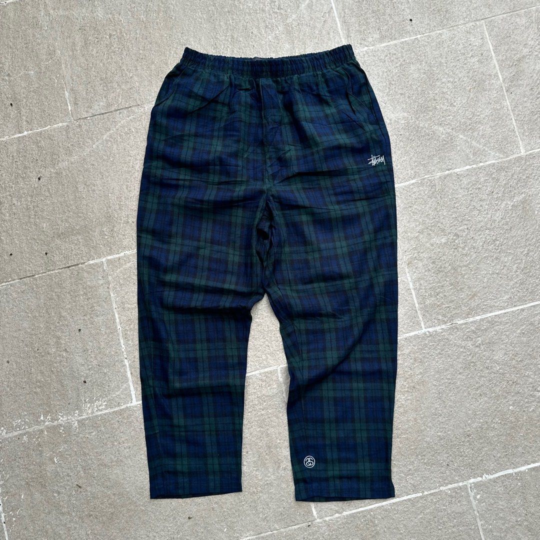 Stussy Plaid Pants (Category: Trousers) located in Iloilo. Submitted by anonymous_ph (Listing ID 1448006574, Image 1). Description: - Classic Stussy plaid pants - Green and navy tartan pattern - Comfortable elastic waistband - Embroidered Stussy logo on the side - Small Stussy tag on the hem - Ideal for casual wear STUSSY FLANNEL PANTS✨ -WAISTLINE 28-36 -LENGTH 37 -LEG OPENING 8 -CR 9.5/10 EXCELLENT 1299📩.