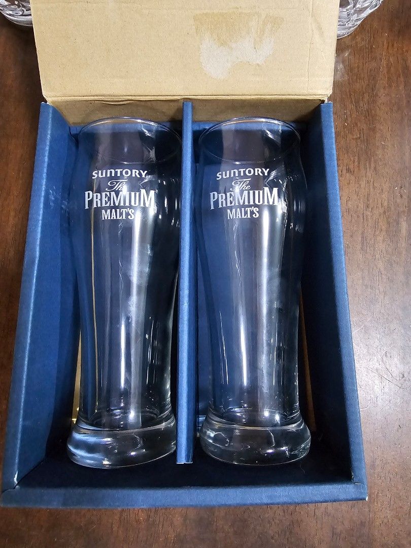 SUNTORY Beer Glass - 2 pcs (Category: Water Bottles & Tumblers) located in Quezon City. Submitted by senyoramaria (Listing ID 1447963919, Image 1). Description: SUNTORY The Premium Malts Beer Glass 2.5 inches in diameter 7.1 inches tall 2 pcs.