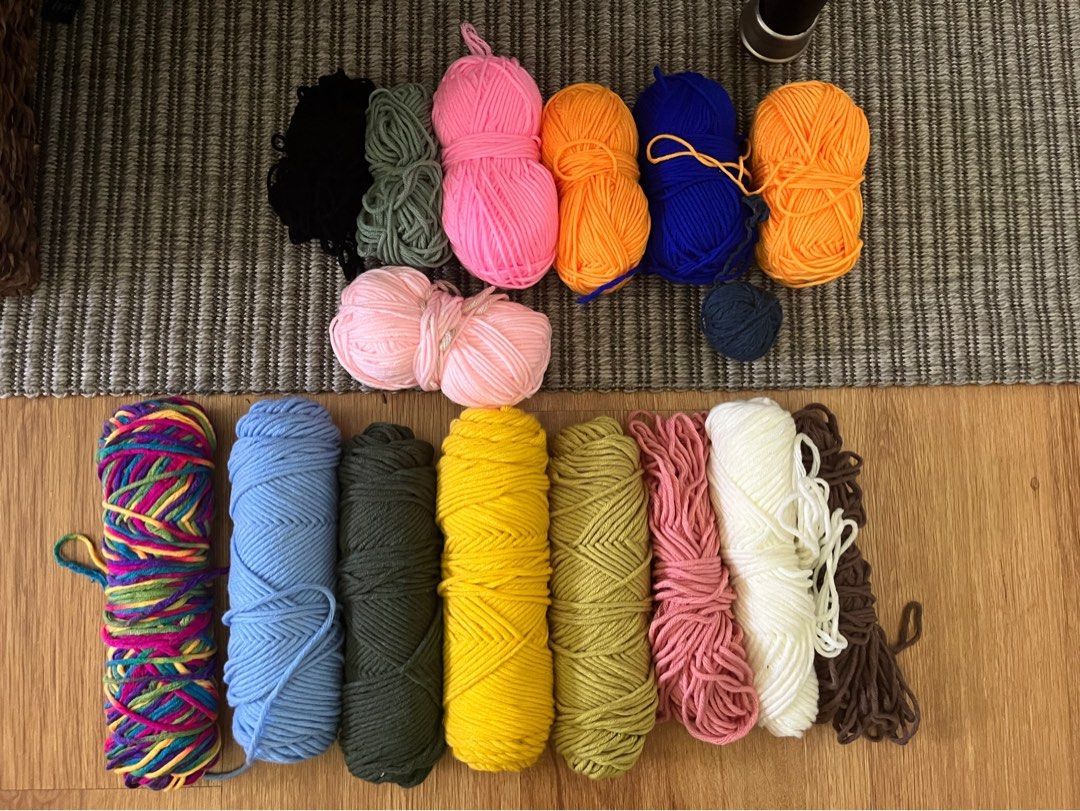 TAKE ALL Assorted Acrylic Yarn for Knitting and Crocheting (Category: Craft Supplies & Tools) located in Muntinlupa City. Submitted by t.immyzee (Listing ID 1447907431, Image 1). Description: - Bundle of assorted yarn skeins - Colors include: multicolor, light blue, dark green, yellow, olive green, dusty rose, white, brown, pink, light pink, green, black, orange, and royal blue - Plenty of yarn for multiple craft projects - Ideal for your next cr