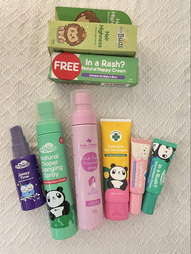 Tiny Buds (Category: Baby Toiletries & Grooming) located in San Juan, La Union. Submitted by true.declutteringmomma (Listing ID 1447900156, Image 1). Description: Excess stock. Yong barrier cream and the 2 products in boxes: never been used. Some have been used to about 50% na. Kindly note the expiry for some of these as photographed..