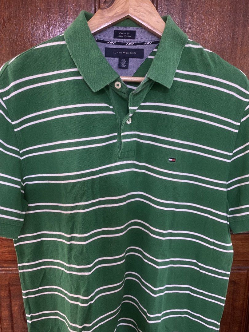 Tommy Hilfiger - Green Stripe Polo (Category: Tshirts & Polo Shirts ) located in Manila. Submitted by miggiescorner (Listing ID 1447936097, Image 1). Description: -Size large -Never worn -Ni defects or stains -G-cash payment only -Shipping is included Please message for inquiries!.