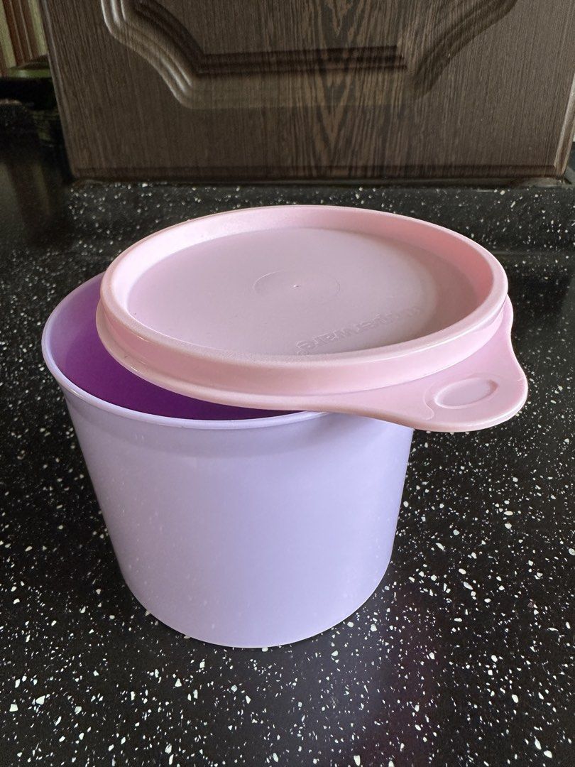 Tupperware Purple Container with Pink Lid