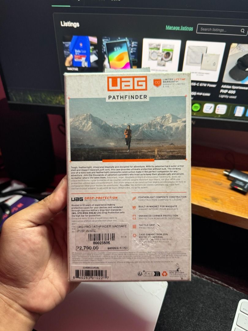 UAG Pathfinder MagSafe Case for iPhone 15 Pro - White (Category: Cases & Sleeves) located in Paranaque City. Submitted by sammmynunez (Listing ID 1447936202, Image 2). Description: - Brand New UAG Pathfinder MagSafe Case for iPhone - Color: White - Superior Drop Protection - Durable Composite Construction - Reinforced Corners for Extra Security - Grippy Texture for a Secure Hold - MagSafe Compatible - Still in Original Packaging.
