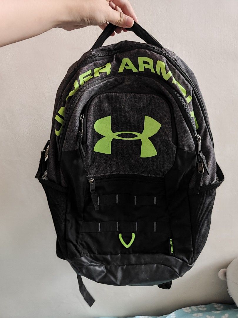 UNDER ARMOUR Backpack (Category: Backpacks) located in Zamboanga. Submitted by hirayangbuwan (Listing ID 1447978968, Image 1). Description: L: 56 cm W: 40 cm Original / Authentic Has small stain inside of the front zipper 5 Zippers all working No tears MOP: Gcash or Bank Transfer MOD: J&T.