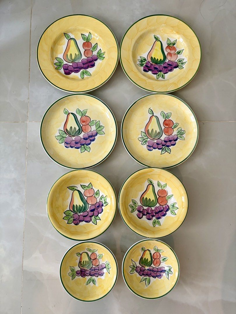 Vintage Fruit Design Ceramic Dinnerware Set with Plates Bowls501709479368478721