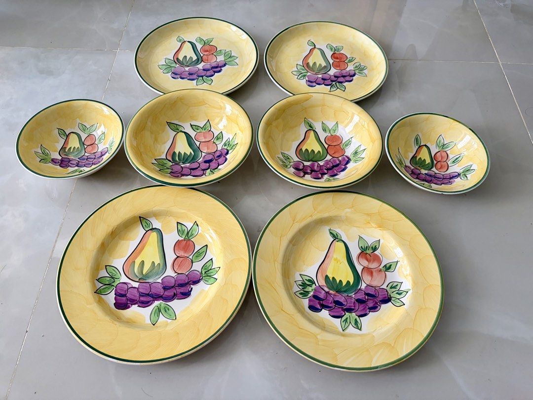 Vintage Fruit Design Ceramic Dinnerware Set with Plates Bowls