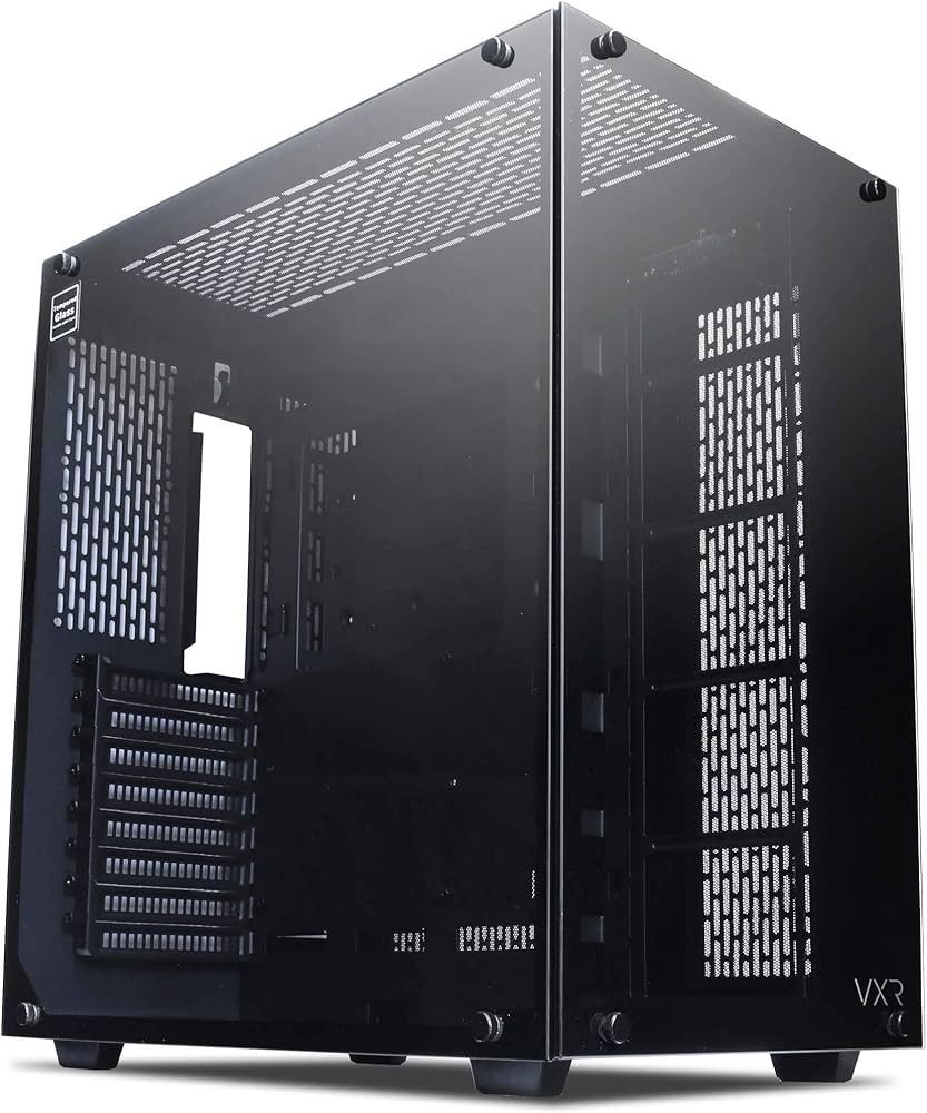 Tecware VXR Black Tempered Glass ATX Computer Case With Tecware vertical GPU bracket + Gen 4 GPU riser cable502049034502164480