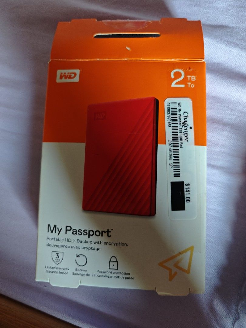 WD My Passport 2TB Portable HDD Red