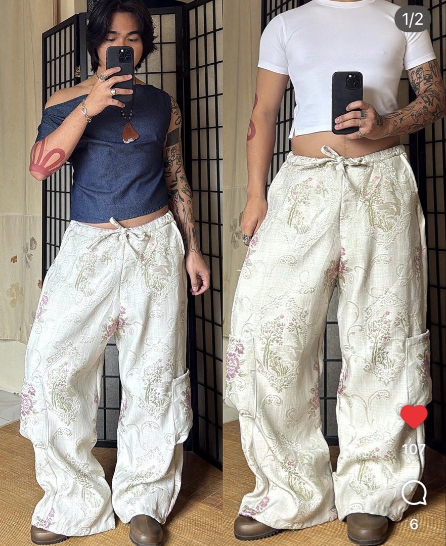 weareboysgo original tapestry cargo pants (Category: Jeans) located in Mabalacat. Submitted by icedoatmatcha (Listing ID 1448011504, Image 1). Description: weareboysgo original tapestry pants - never worn! - impulse purchase 🥹 - fabric is a bit thick - got this for 2k!.