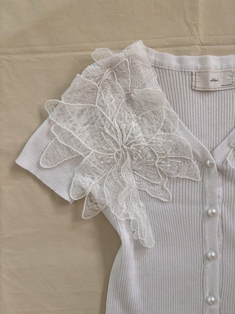 White Floral Lace Ribbed Top (Category: Others Tops) located in Malabon City. Submitted by ellaeiry (Listing ID 1447981880, Image 2). Description: Size: XS-S flat lay measurements: w: 13” in. l: 16.5” in. Brand: Attitude Condition: No flaws Price: PHP 160 - color may vary due to lighting - as a second-hand garment, it may have details that went unnoticed - please don’t hesitate to message me for any inquiries, thank you! 💌 tags: coquette, cottag