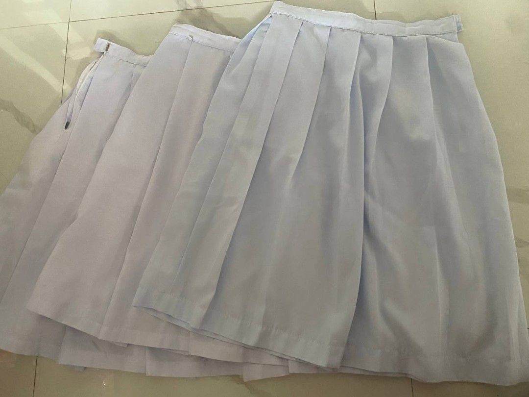 White Pleated School Skirt (Category: Skirts) located in Calamba. Submitted by kim_ji_hun (Listing ID 1447909054, Image 1). Description: White skirt (school uniform) (2 pcs ) medium (length: 21.5 waist: 29.5 inch ) Mop: gcash Mod: jnt/lalamove Location: calamba, laguna.