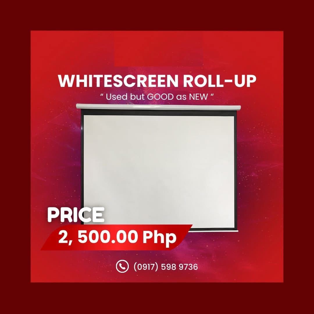 White Screen Roll-Up (Category: Projectors) located in Quezon City. Submitted by brightphoenix_37606b (Listing ID 1447926347, Image 1). Description: .