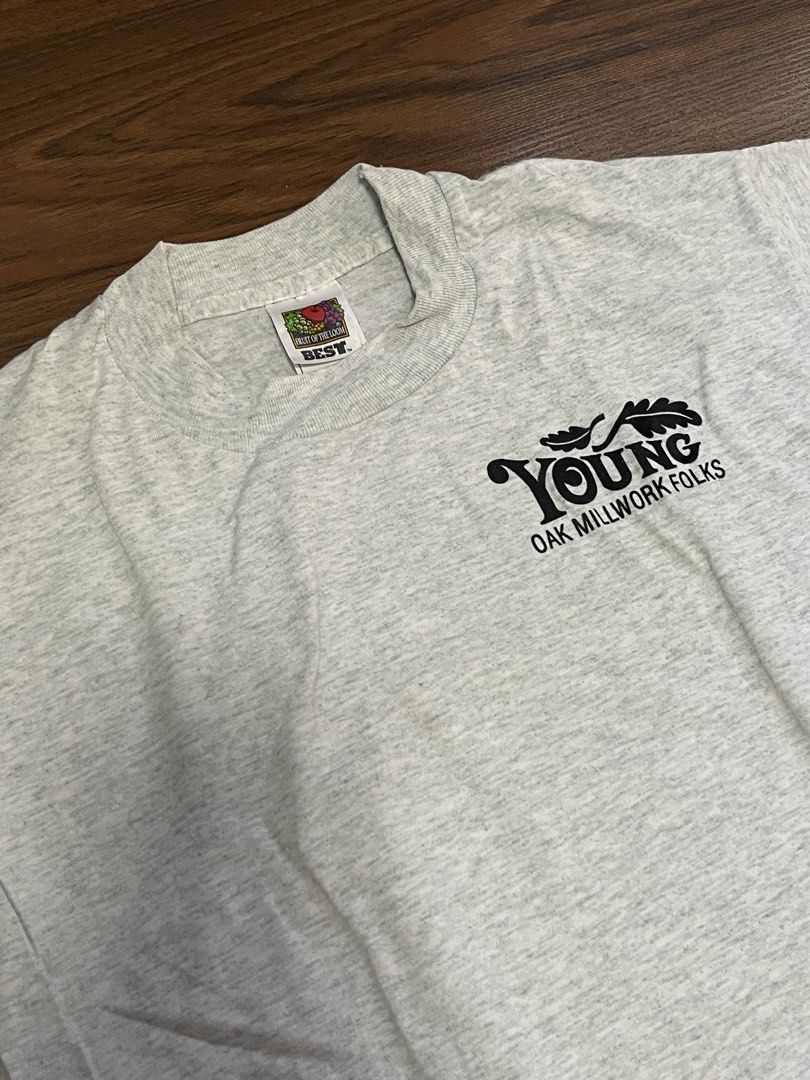 "Young Oak Millwork Folks" Vintage Shirt (Category: Tshirts & Polo Shirts ) located in Antipolo. Submitted by etoiles_ (Listing ID 1447895418, Image 2). Description: with front and back print shirt has minor stains (old stains).