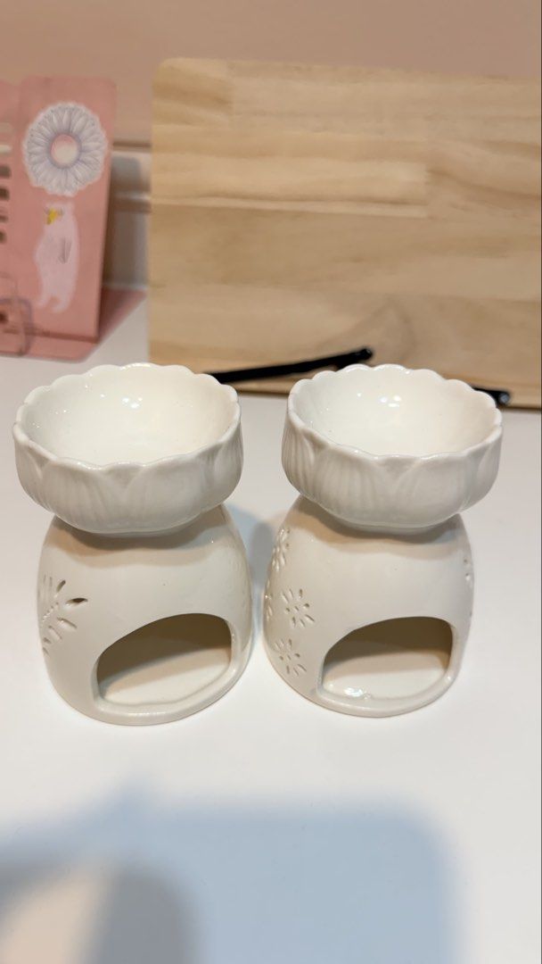 *SALE* 2PC BANGKOK White ivory ceramic glazed essential oil/wax burner diffuser decorative (Category: Home Fragrance) located in Makati City. Submitted by closetsquad (Listing ID 1448272437, Image 2). Description: ☀️ GARAGE SALE! Well-loved items ☀️ Condition: 10/10 ☀️ RFS: Need funds for my cat ⬇️⬇️⬇️ PLS READ ⬇️⬇️⬇️ 🌺 NO returns / NO refunds / NO swaps 💸 MOP: BPI / GCASH only 🚚 95 SF MM / 120 GMM & LUZ / 150 VISMIN 🛵 NO picking of courier /