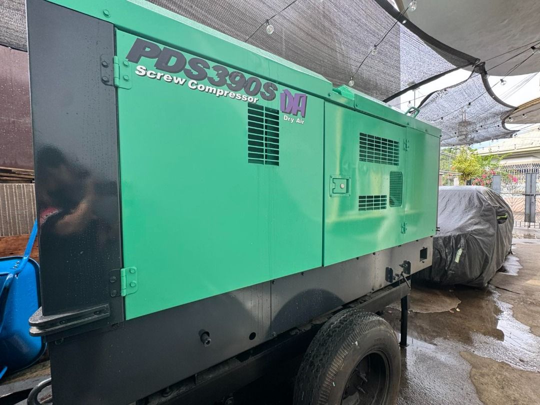 390 cfm Airman Air Compressor - Ready unit (Category: Construction Tools & Equipment) located in Imus. Submitted by double.crane_98 (Listing ID 1448093750, Image 1). Description: Unit ready to release upon payment Running hour: 7326 Newly PMS New Filters (Air, Compressor, Engine) New Oil (Engine & Compressor) Newly Painted New Batteries With keys & Manual Performance: With Good compression system *** You can contact me for price negotiation👩‍💼 
