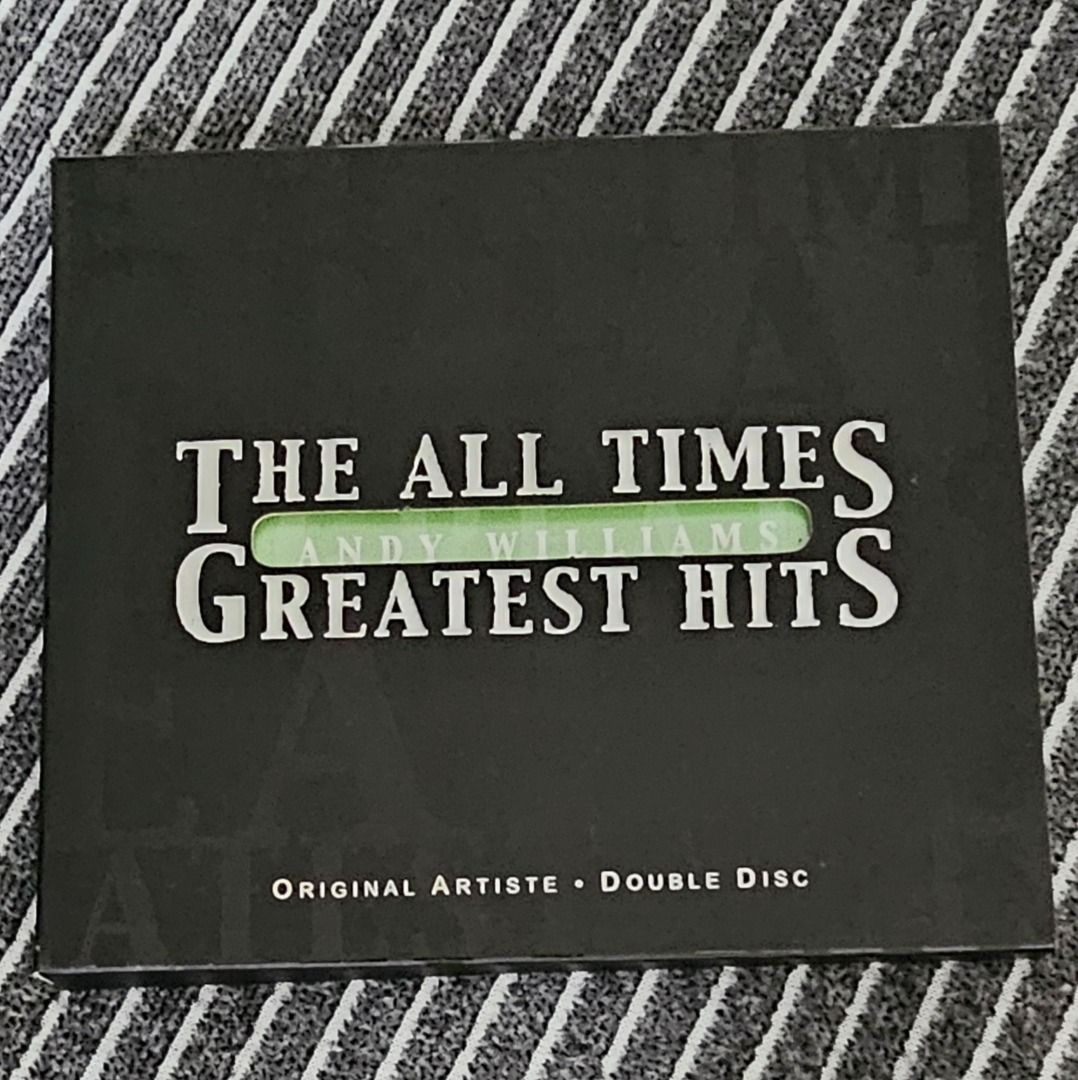 🌟🇸🇬 [2CD 24-bit dCs] Andy Williams: The All Time Greatest Hits Compilation (Category: CDs & DVDs) located in Singapore. Submitted by strangecell (Listing ID 1448220745, Image 1). Description: Various Genres: https://www.carousell.sg/p/1253907759 Electronic Dance, EDM, DJ Mix: https://carousell.com/p/1035784902 Easy Listening, Funk Soul, Lounge, Jazz, New Age, Chill-out: https://carousell.com/p/1028943398 ************************************** 