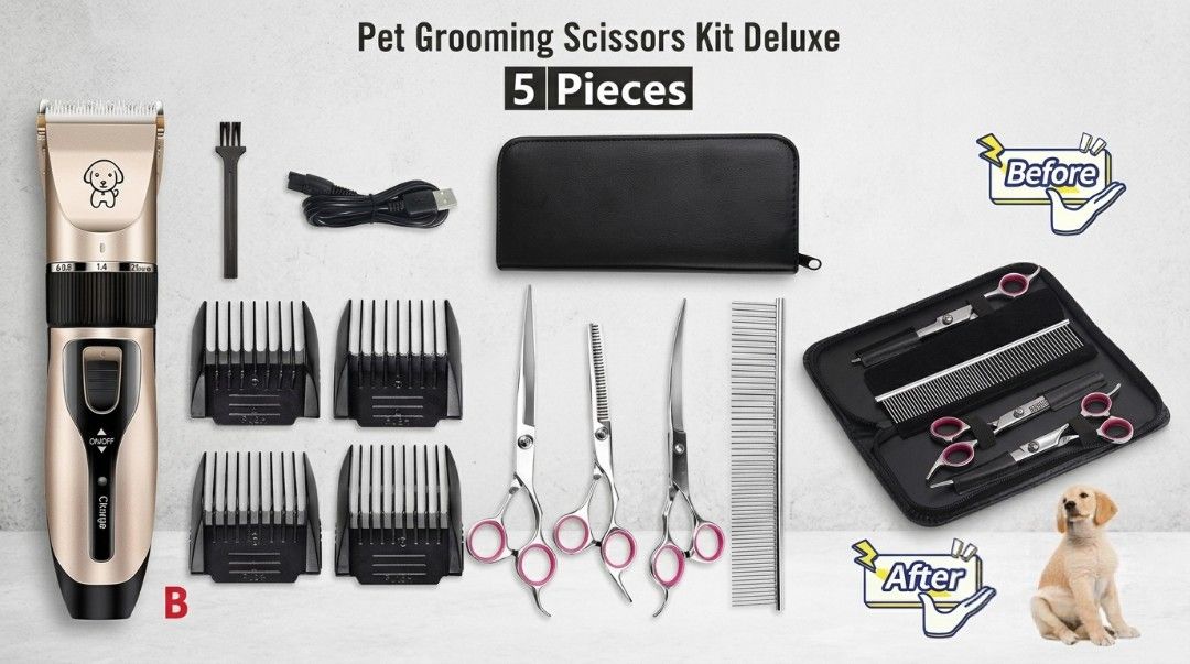 ( BUNDLE) Pet Grooming Razor + Pet Scissors Kit Deluxe 5pcs (Category: Health & Grooming) located in Valenzuela. Submitted by shesstore (Listing ID 1448170875, Image 1). Description: For just ₱ 550, you can get the Pet Grooming Razor + Deluxe 5-piece Pet Scissors Kit (BUNDLE)! Feel free to message me for inquiries ♥️ 📍Valenzuela City.