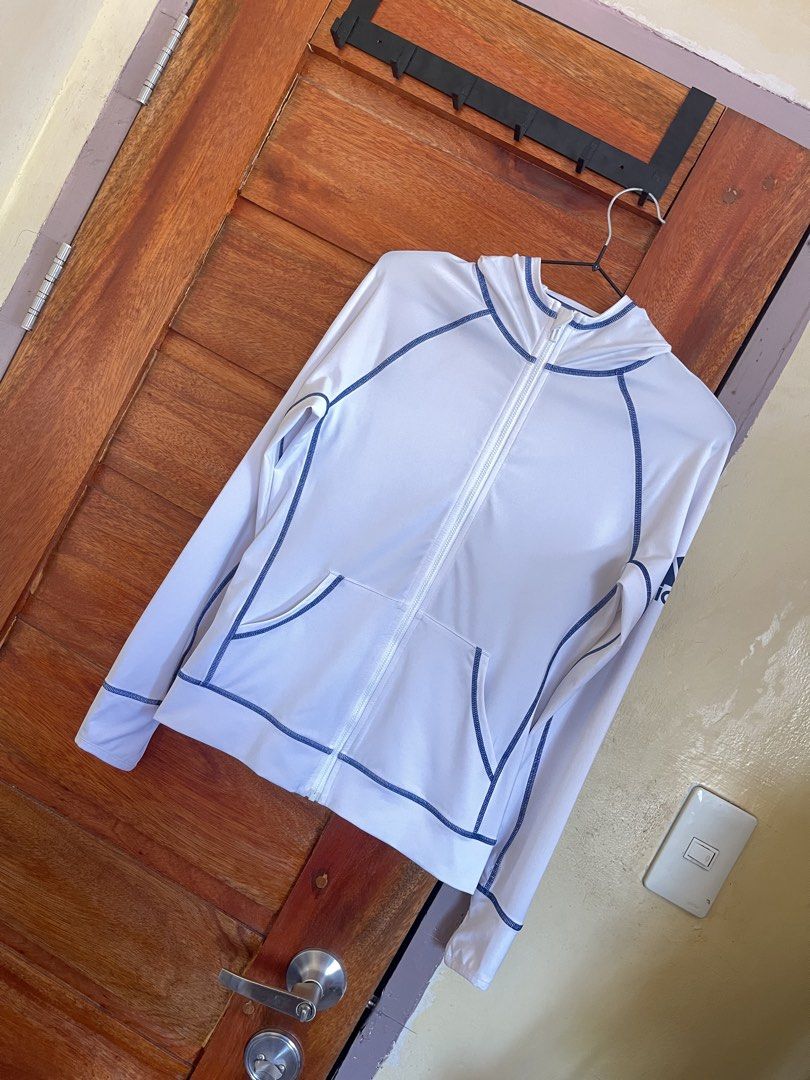 Adidas Drifit Hoodie Jacket (Category: Activewear) located in Baler. Submitted by declutterwithrhys (Listing ID 1448110998, Image 2). Description: FOR SALE (PLEASE MAKE READING A HABIT) ADIDAS FULL ZIP DRIFIT HOODIE JACKET COLOR WHITE WITH BLUE LINING LIKE NEW CONDITION COLOR RATE 9.5/10 WIDTH 17 TO 19 INCHES | LENGTH 23 INCHES AUTHENTIC | ORIGINAL BEST FIT SIZE EXTRA SMALL TO MEDIUM BODY FRAME KINDLY CHECK THE PHOTOS FOR THE COMPLETE DETAILS WAS