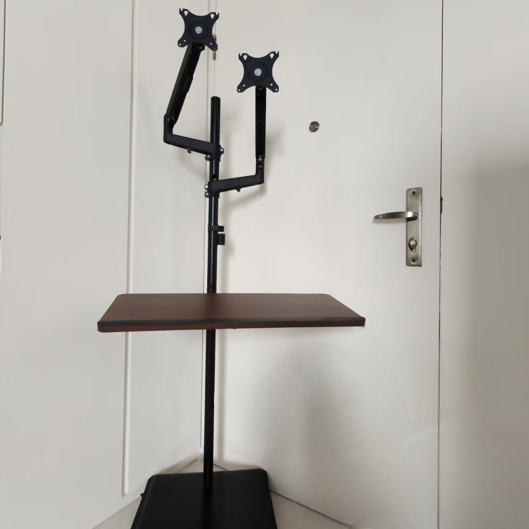 Adjustable Dual Monitor Stand with Keyboard Tray