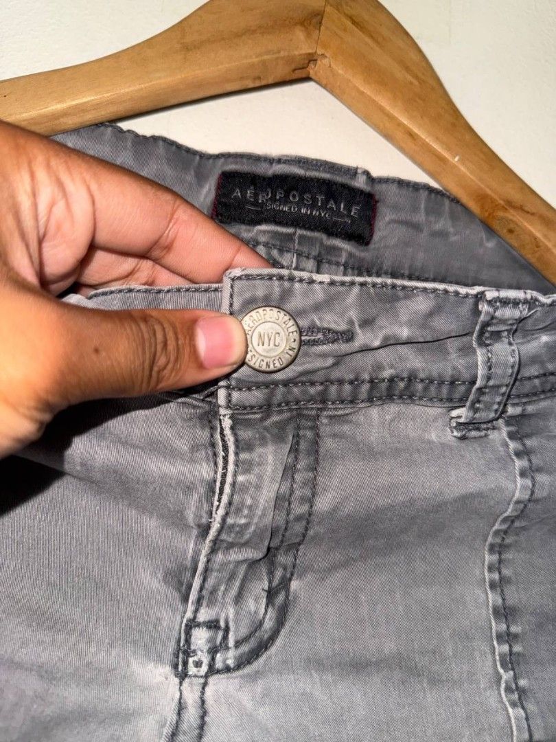 Y2k Aeropostale Grey Denim Short shorts (Category: Shorts) located in Caloocan City. Submitted by Tulokss (Listing ID 1448203653, Image 3). Description: - Brand: Aeropostale - Color: Grey Denim - Style: Shorts - Features: Cuffed hem, button and zip closure, two front pockets, two back pockets - Occasion: Casual wear.