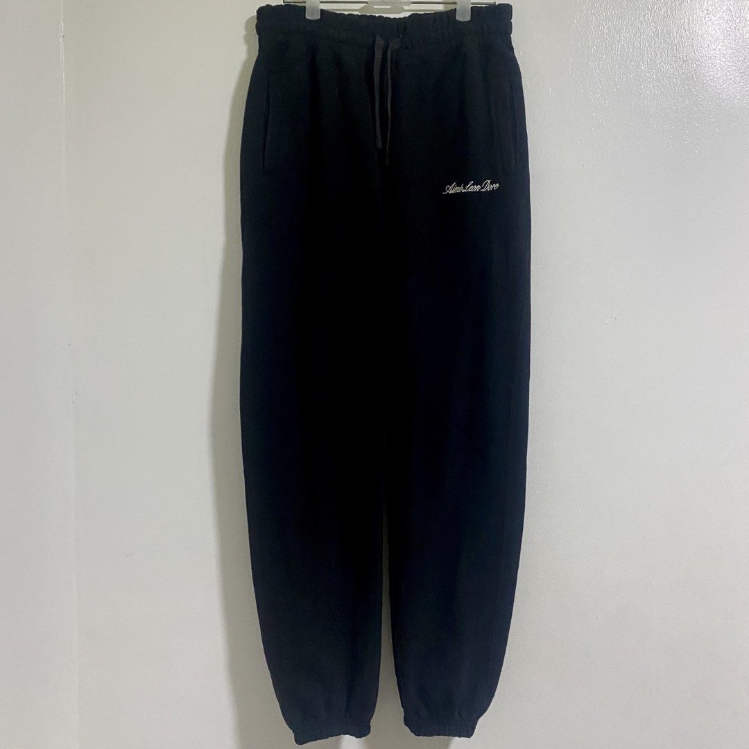 Aime Leon Dore Black Script Sweatpants (Category: Joggers) located in Manila. Submitted by sometimesalways (Listing ID 1448273058, Image 3). Description: Aime Leon Dore Black Script Sweatpants Size: S W: 14 - 14.5 L: 40 Fits 28-30 waistline Issue/s: Minimal color fade Price: 750.