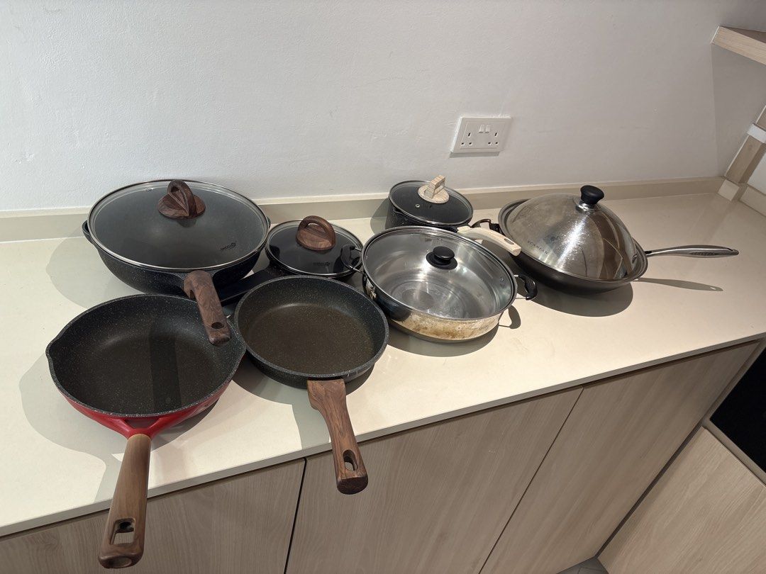 Assorted Frying Pans and Pots with Lids
