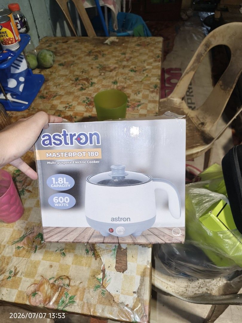 Astron Masterpot 180 Multi-Purpose Electric Cooker 1.8L (Category: Cookers) located in Bacoor. Submitted by eros_emporium (Listing ID 1448162124, Image 3). Description: - Astron Masterpot 180 Multi-purpose Electric Cooker - 1.8L Capacity - 600 Watts Power - Versatile: Great for cooking, steaming, and more! - User-friendly and easy to clean - Perfect for small kitchens, dorm rooms, or single individuals.