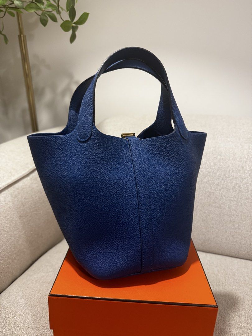 Authentic Hermes Picotin 18 (Category: Luxury Bags & Wallets) located in Makati City. Submitted by orangeboxaddict (Listing ID 1448081782, Image 2). Description: Authentic Hermes Picotin 18 Blue France U stamp Comes Complete with copy of receipt COA upon request.