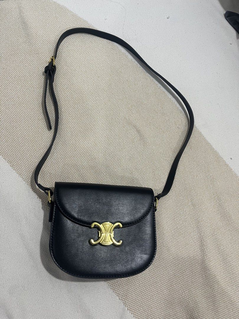 Celine Besace Triomphe Shoulder Sling Bag (Category: Luxury Bags & Wallets) located in Makati City. Submitted by tbuysandgoes (Listing ID 1448274598, Image 1). Description: Used once for event only. Good as new, no scratches, clasp working. Rfs: too small, can’t really see using it on the go daily. .
