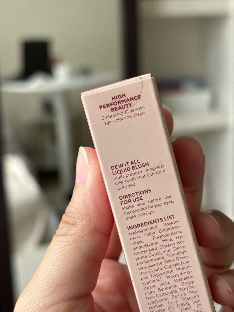 Dew It All Liquid Blush Multi-purpose Longwear Dewy Blush (Category: Makeup) located in Manila. Submitted by thingsforsale07 (Listing ID 1448101694, Image 2). Description: - Multi-purpose liquid blush for eyes, cheeks, and lips - Long-lasting dewy finish - High-performance beauty - Inclusive: for all genders, ages, colors, and shapes - Always leaves a dewy look.