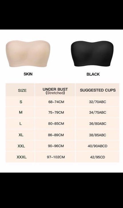 Ecora Lift Up Strapless Seamless Bra Black (Category: Undergarments & Loungewear) located in Mandaluyong City. Submitted by xxtin (Listing ID 1448149834, Image 3). Description: - Ecora strapless seamless bra - Lift up design for supportive fit - Full coverage with soft side strips to prevent shifting - Comes with a pouch and band extender - Black - Check size chart for best fit.