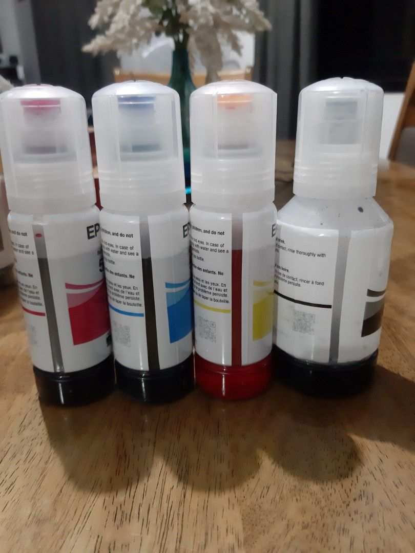 EPSON 502 ink BL CMY all for (Category: Printers, Scanners & Copiers) located in Bacoor. Submitted by Sky10629 (Listing ID 1448146824, Image 3). Description: Sealed Good condition Black 2X - expires 2025 Black 1X - expires 2022 Opened around 90% content good condition CMY 1 set - expires 2022 Take All for 1500.