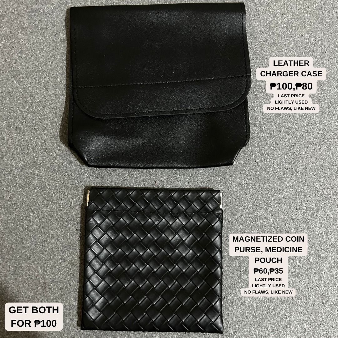 Faux Leather Pouch Organizer and Magnetized Coin Purse Bundle (Category: Purses & Pouches) located in Bulacan. Submitted by jseongcart_ (Listing ID 1448082376, Image 1). Description: GET BOTH FOR ₱100 Both lightly used, rfs is decluttering.