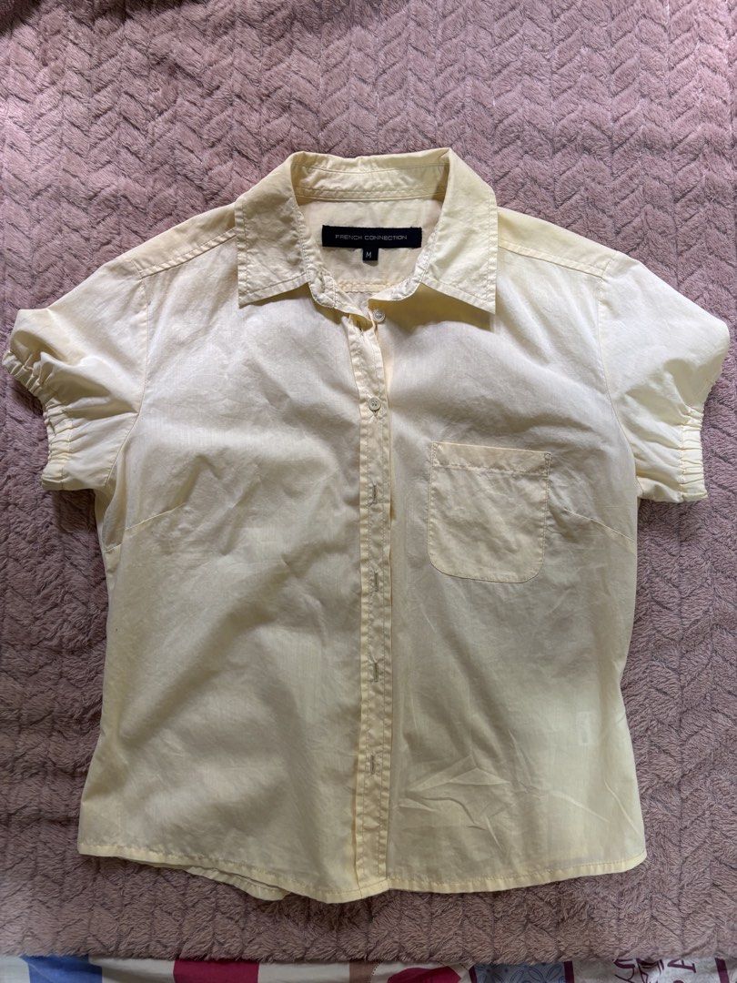French Connection Yellow Mini Polo Shirt (Category: Blouses) located in Taguig. Submitted by applefie (Listing ID 1448111591, Image 2). Description: For Sale Pre-loved Yellow Mini Polo Shirt Price: ₱150 Size: Medium Buyers shoulder shipping fee Also open to meet up near Tanauan, Batangas.
