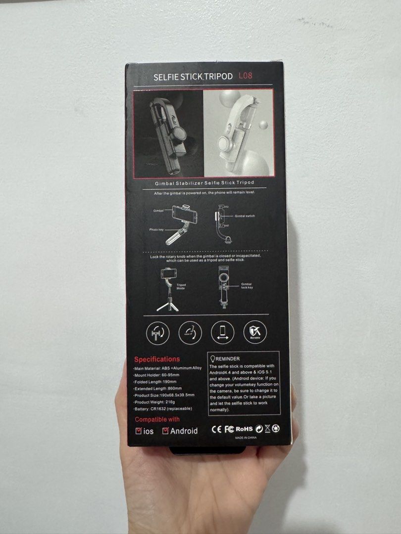 gimbal stabilizer selfie stick tripod (Category: Gimbals & Stabilizers ) located in Caloocan City. Submitted by sjtan09 (Listing ID 1448084955, Image 2). Description: nice tripod with gimbal stabilizer, usb cord not included but can use the cellphone charger. .