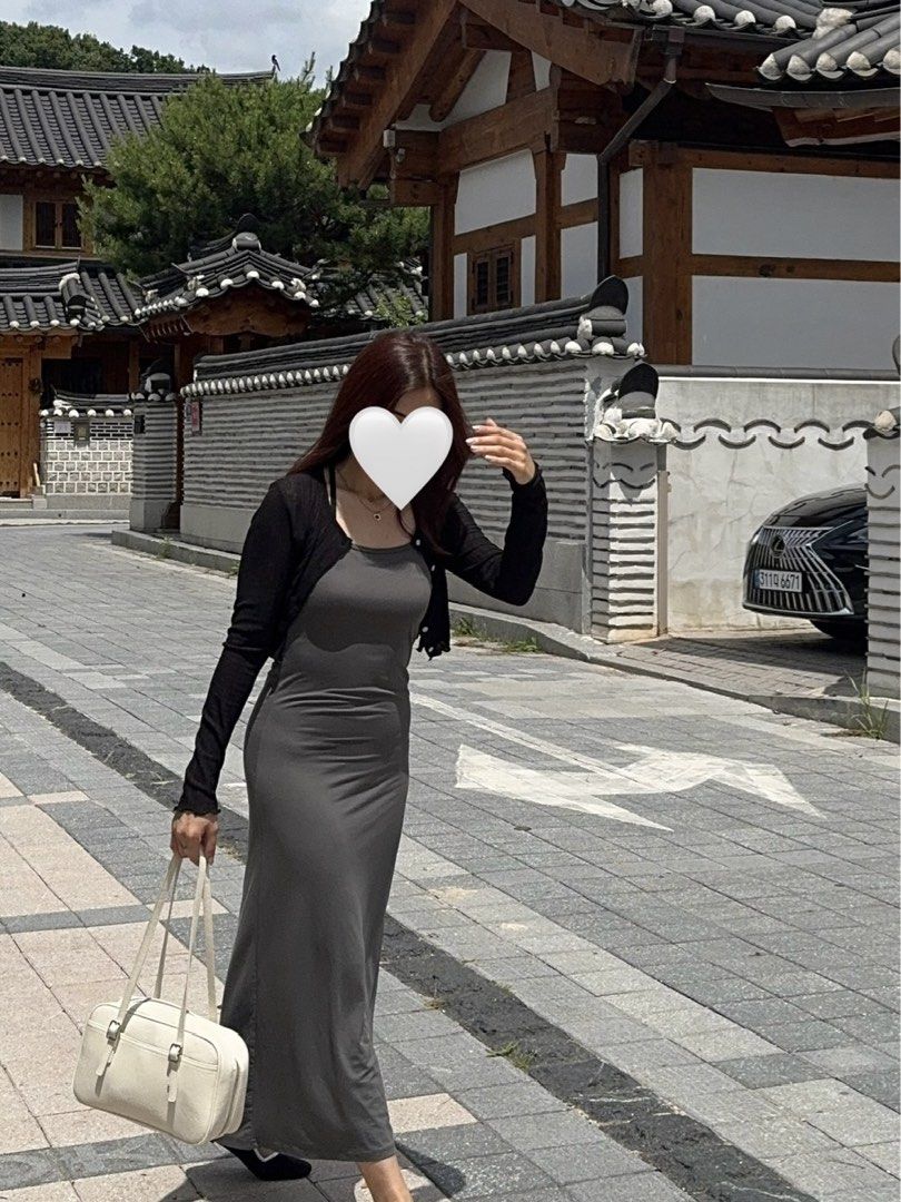 Gray midi bodycon dress (Category: Dresses) located in Davao. Submitted by bargainboutiquee (Listing ID 1448263573, Image 1). Description: Used only once! swipe for when worn 💗.