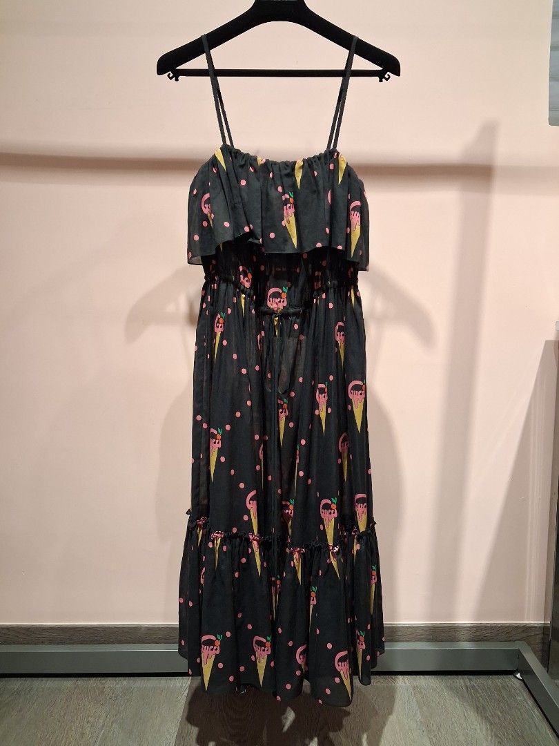 gucci ice cream dress Gucci Ice Cream-Print Mini Dress - Black