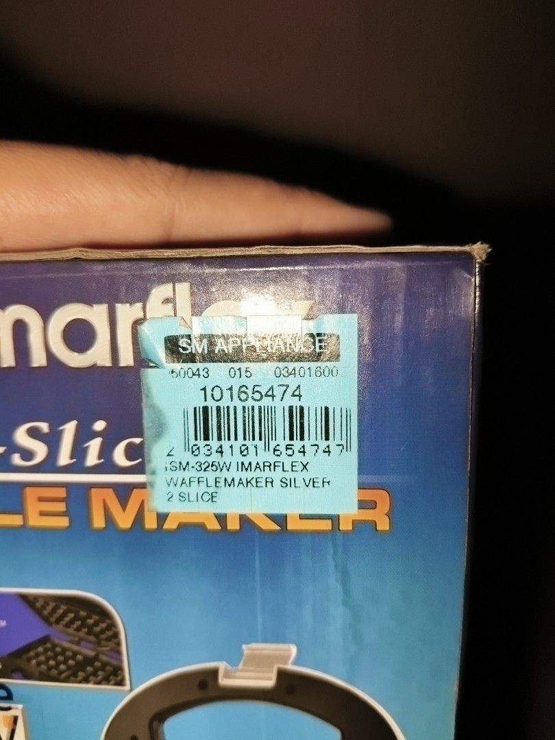 Imarflex 2-Slice Waffle Maker ISM-325W (Category: Other Kitchen Appliances) located in Pasig City. Submitted by xmryplyn (Listing ID 1448262069, Image 2). Description: Imarflex 2-slice waffle maker. 650W power. Teflex non-stick plates. Space saver design. Anti-slip rubber footing. Cool-touch handle with link clip. Ready light indicator. Works well..