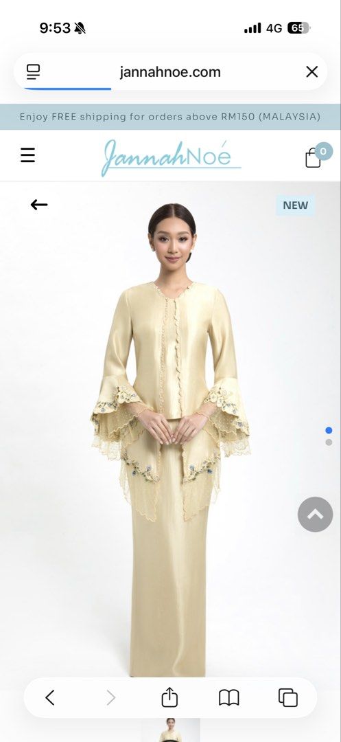 JANNAHNOE 2026 GRANIA KURUNG (Category: Baju Kurung & sets) located in Kuala Lumpur. Submitted by aazays (Listing ID 1448232155, Image 1). Description: • baju still in good condition 💯 • masih ada pricetag dengan packaging plastic (original price beli dekat butik: RM348) • hanya try 1-2 kali sahaja, pastu simpan dalam packaging plastic je • reason to sell: sebab tukar baju bertunang last minute — boleh nego, kindly chat me :D.