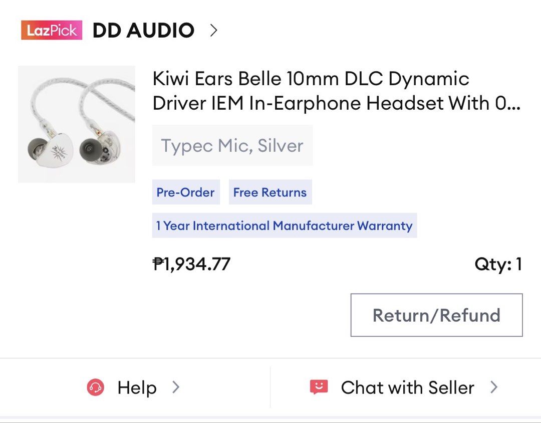 Kiwi Ears Belle, Type C With Mic (Category: Earphones) located in Paranaque City. Submitted by jettrebibeme (Listing ID 1448114897, Image 1). Description: Bought for 1934 Selling for 1300 - can nego if sure buyer No inclusions just unit itself: tinapon na yung box no extra eartips RFS: extra iems lang.