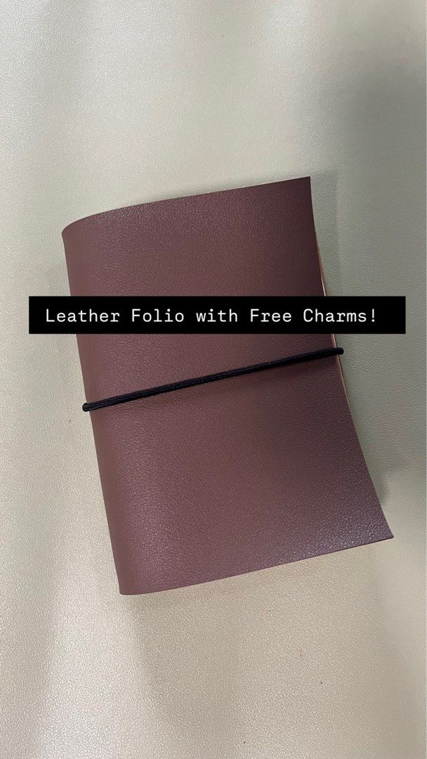 Leather Journal Folio (A6, Bifold) (Category: Stationery & School Supplies) located in Quezon City. Submitted by lucky.girlll (Listing ID 1448195774, Image 1). Description: Colors : Brown, Black, Maroon, Gray, Olive Green, Dark Brown.