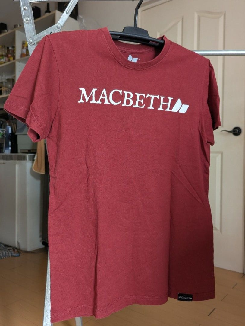Macbeth Slim Fit Cotton T-Shirt Size M (Category: Tshirts & Polo Shirts ) located in Quezon City. Submitted by pervysage (Listing ID 1448097901, Image 1). Description: - Red Macbeth T-shirt - Size: Medium (M) - Material: 100% US combed cotton - Fit: Slim fit - Care Instructions: - Machine wash cold - Do not bleach - Tumble dry on low heat (no children's tumble dry).