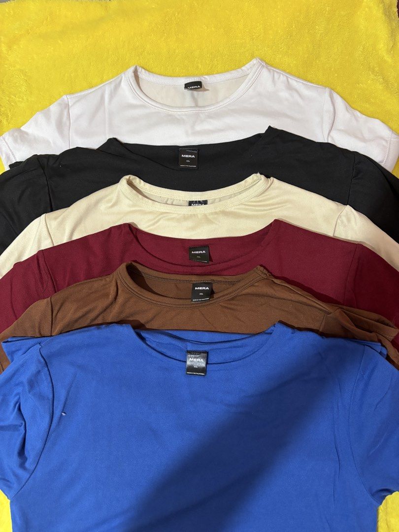 MERA Basic Round Neck T-shirts - Multiple Colors Available (Category: Shirts) located in Manila. Submitted by stroberigelato (Listing ID 1448272691, Image 1). Description: orig mera top ₱50 each nalang | ₱40 each take-all .