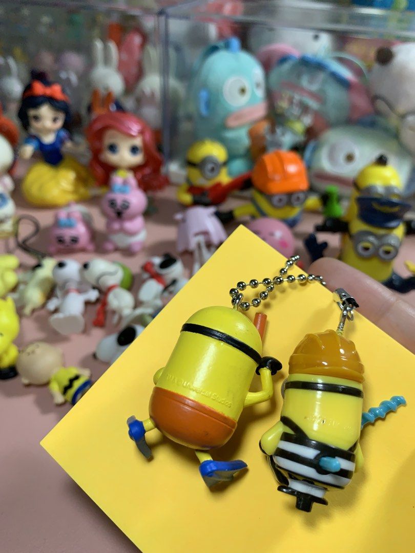 Minions keychain (Category: Character Goods) located in Rizal. Submitted by heypapermoon (Listing ID 1448208030, Image 2). Description: Minions keychain - Each: 100.00 - Set: 180.00 With markings Preloved items Manage your expectation RFS: decluttering Message me here for any question regarding the item.
