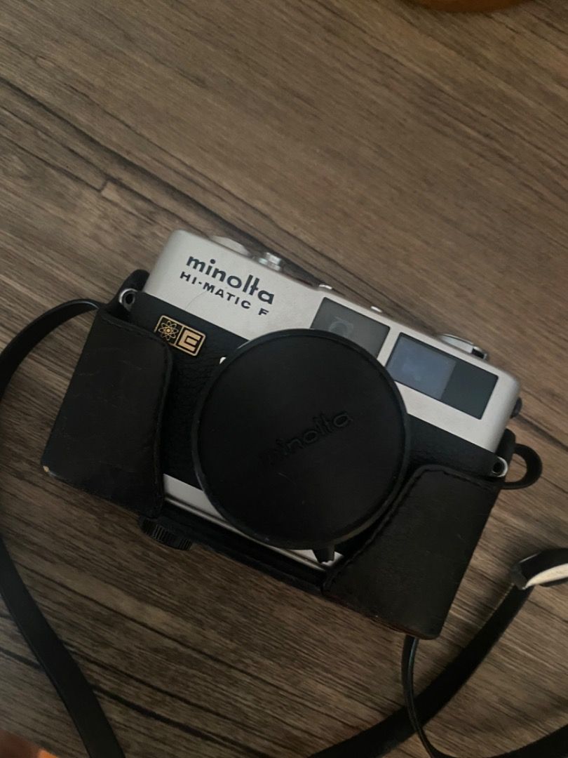 Minolta Hi-Matic F Camera with Leather Case (Category: Cameras) located in Marikina City. Submitted by yensprlvd (Listing ID 1448139907, Image 2). Description: Vintage Minolta -Matic F film camera with original leather case and strap. Silver body, black lens. Case has some wear. Classic point-and-shoot. Batteries are included, works well RFS: buying a new film cam.