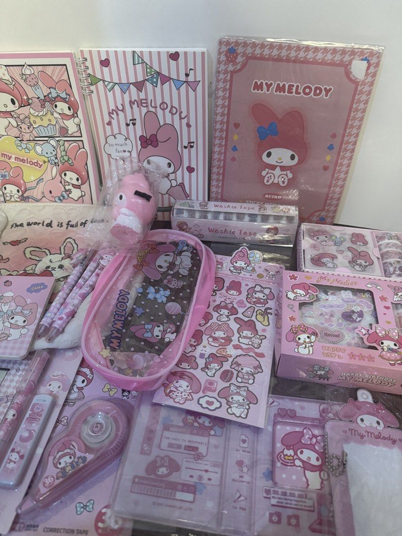 My Melody Stationery Bundle - Notebooks, Pens, Pouch & More! (Category: Stationery & School Supplies) located in Bacoor. Submitted by _jmcart (Listing ID 1448191850, Image 3). Description: - Sold as set / bundle - Unofficial - + Freebies - Gogoexpress / SDD - Gcash / BPI.