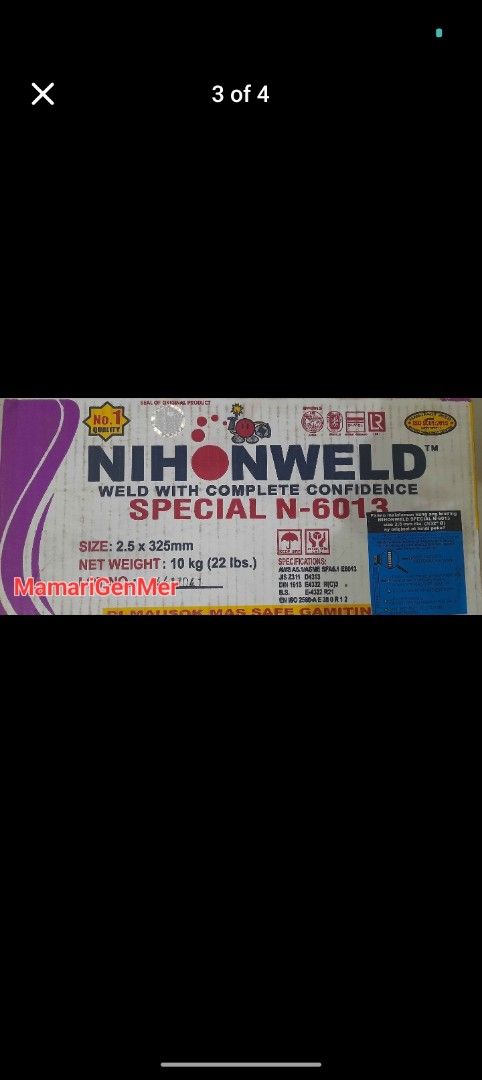 Nihonweld Special N-6013 Welding Electrode. 2.5mm (Category: Construction & Building Materials) located in Taguig. Submitted by mamarigenmer (Listing ID 1448235875, Image 2). Description: .