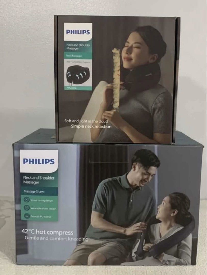 Philips Neck and Shoulder Massager Shawl (Category: Massage Devices) located in Mandaluyong City. Submitted by lgariba (Listing ID 1448166942, Image 3). Description: - Philips Neck and Shoulder Massager - Gentle and comforting kneading action - 42°C soothing hot compress - Smart timing feature for safety and convenience - Made with smooth, premium PU leather - Wearable shawl design for easy use - Perfect for post-work relaxation - Complete set.