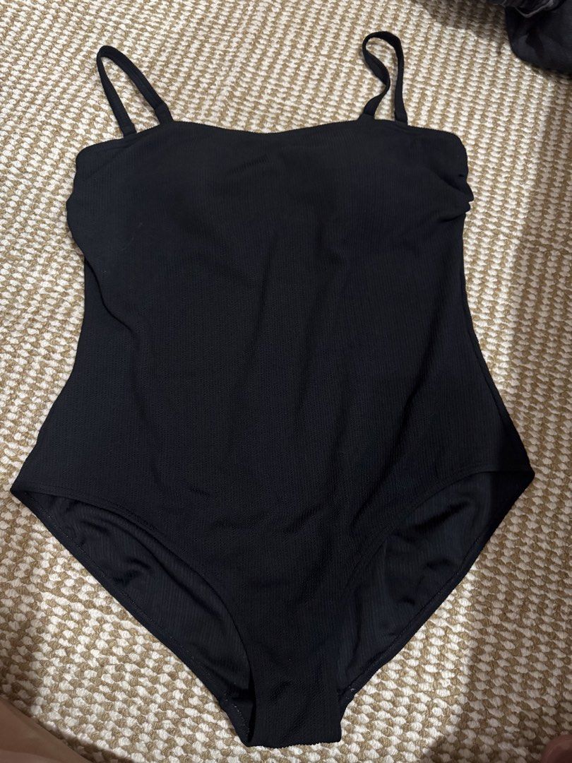 Plus Size Black Ribbed Square Neck One-Piece Swimsuit (Category: Bikinis & Swimsuits) located in Valenzuela. Submitted by cutratemnl (Listing ID 1448192905, Image 2). Description: Removable straps.