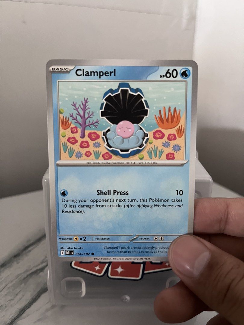 Pokemon Card - Clamperl 054/182 (Category: Raw Singles) located in Pasay City. Submitted by paullimerized (Listing ID 1448184498, Image 1). Description: - Pokemon Card: Clamperl - Card Number: 054/182 - Type: Basic Pokemon - HP: 60 - Attack: Shell Press - Ideal for collectors!.